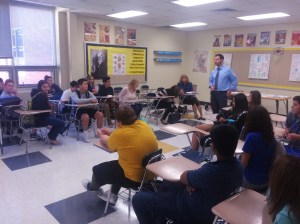 Mr. Young teaches a freshman history class. (Photo by Ian Hugo)